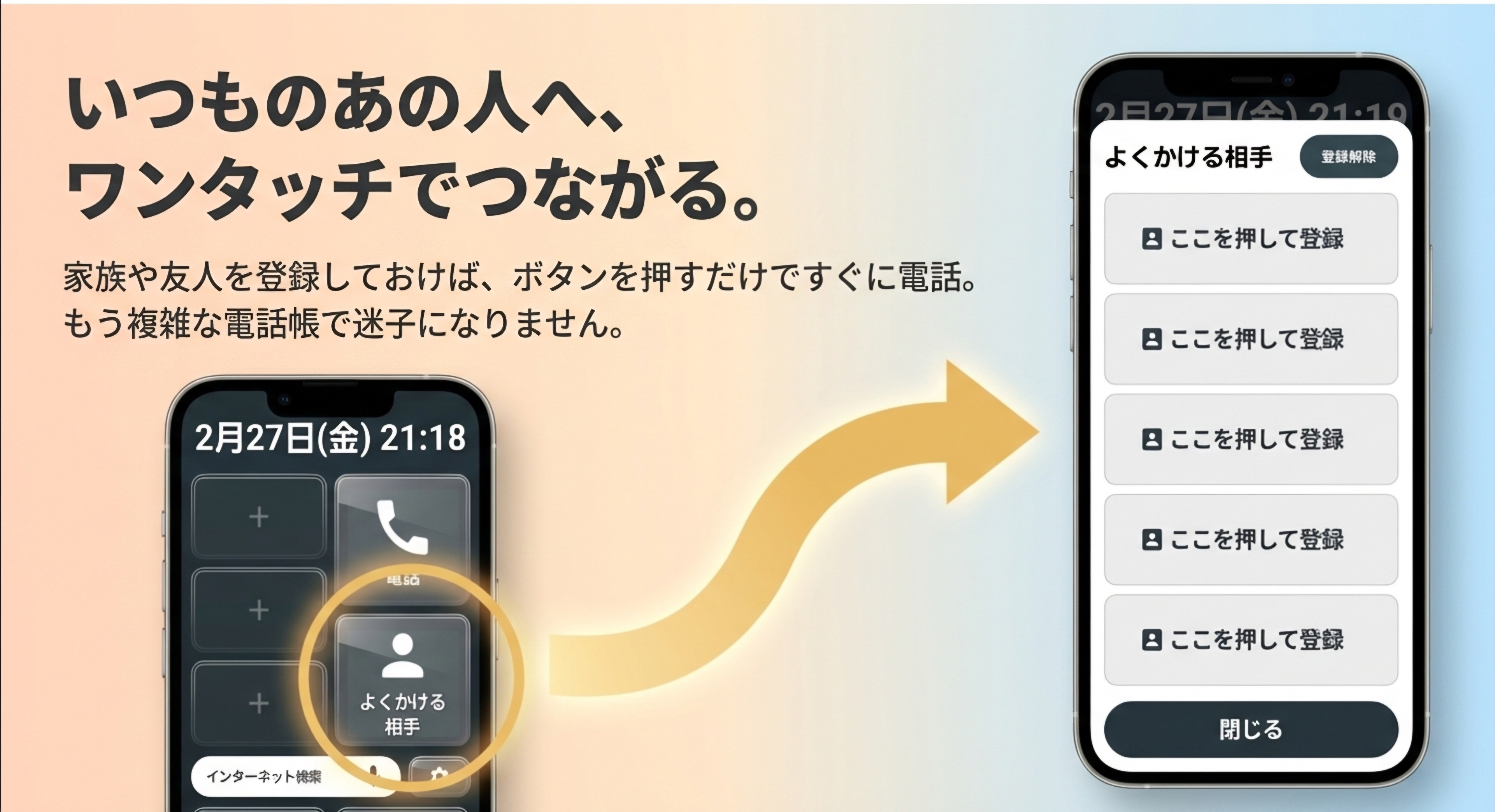 いつものあの人へワンタッチでつながる